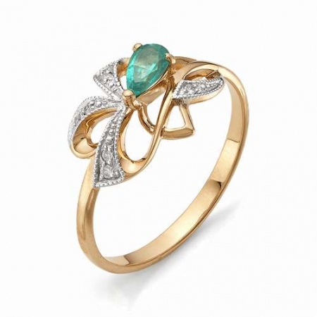 11293-101 женское кольцо из золота с изумрудомом и бриллиантом