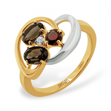Кольцо из красного золота с миксом камней