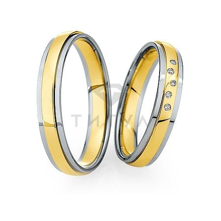 Т-27217 золотые парные обручальные кольца (ширина 4 мм.) (цена за пару)