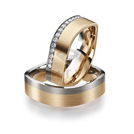 Т-28905 золотые парные обручальные кольца (ширина 6 мм.) (цена за пару)
