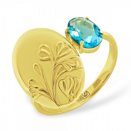 Кольцо из золота с голубым кварцем