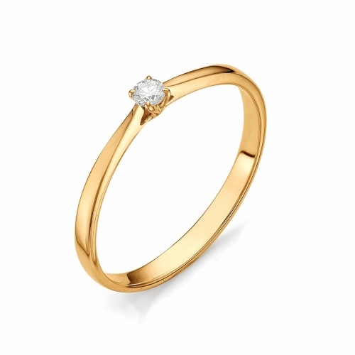 Золотое помолвочное кольцо с маленьким бриллиантом