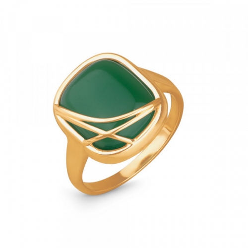 Кольцо из золота с зелёным агатом