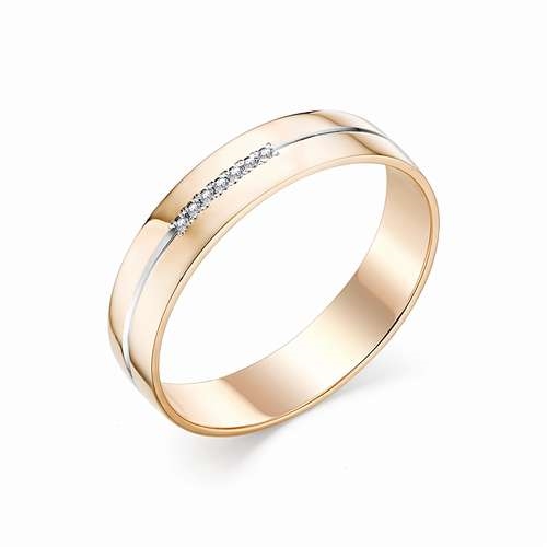 Ювелирная фабрика «Алькор» Обручальное кольцо с полосой и бриллиантами