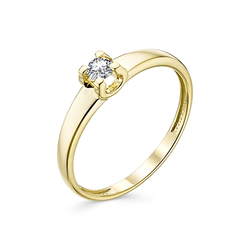 Ювелирная фабрика «Алькор» Женское кольцо из желтого золота (Бриллиант)