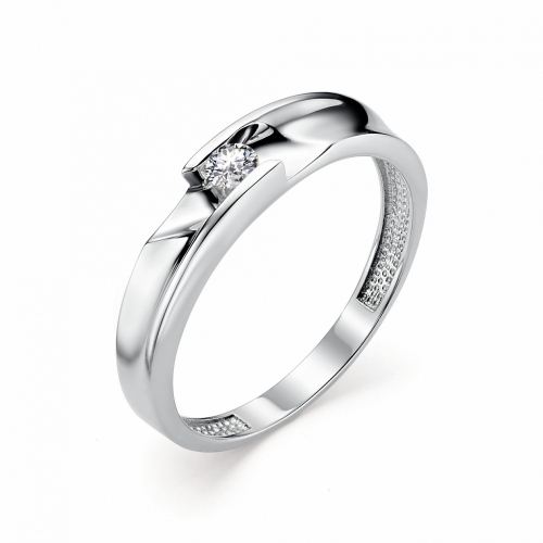 Женское кольцо из белого золота с бриллиантом