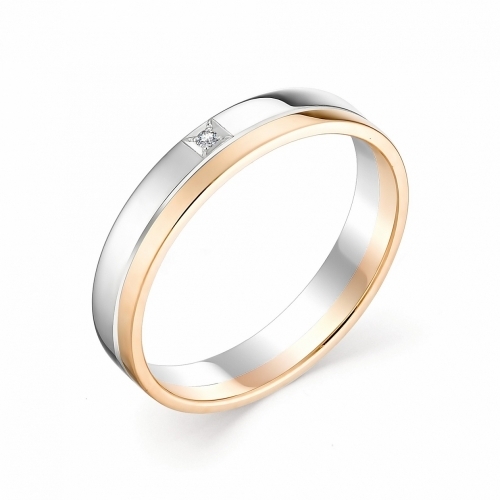 Ювелирная фабрика «Алькор» Обручальное золотое кольцо с бриллиантом