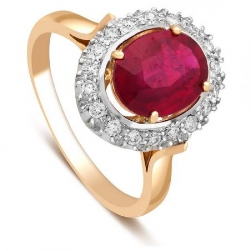 Кольцо из комбинированного золота с бриллиантами и рубином 3,65 карат