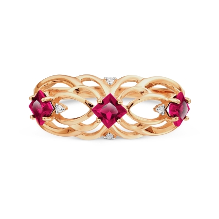 Т141018105 золотое кольцо с рубинами и бриллиантами