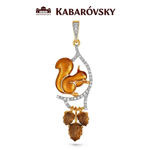 Ювелирный дом Kabarovsky Подвеска из красного золота 585 пробы с бриллиантами и эмалью