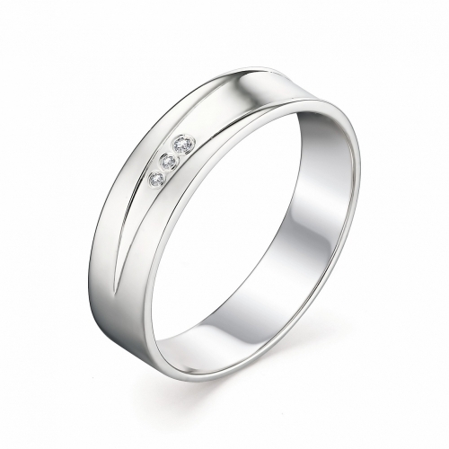 Ювелирная фабрика «Алькор» Обручальное кольцо из белого золота с бриллиантом