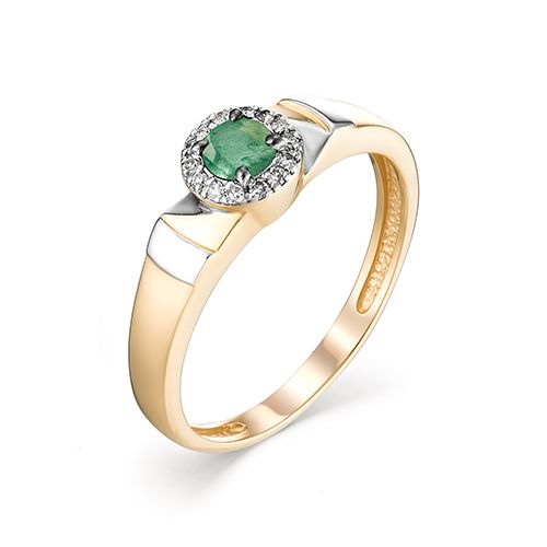 Ювелирная фабрика «Алькор» Женское кольцо из золота с изумрудом и бриллиантом