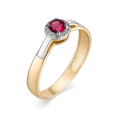 Женское кольцо из золота с рубином и бриллиантом