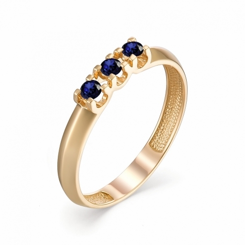 Ювелирная фабрика «Алькор» Женское золотое кольцо с сапфиром