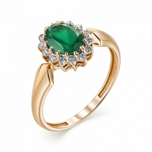 Женское кольцо из золота с агатом и бриллиантом