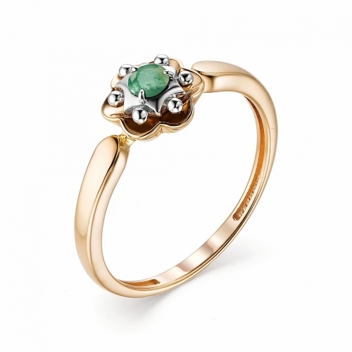 Ювелирная фабрика «Алькор» Женское золотое кольцо с изумрудом