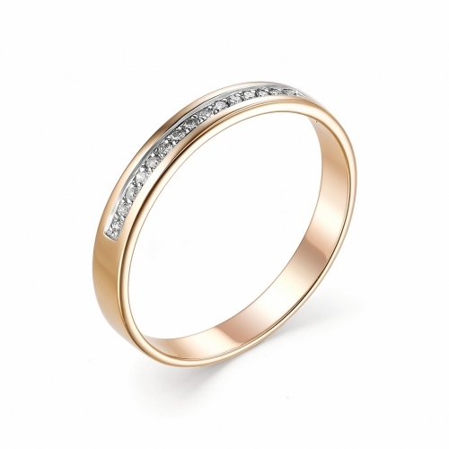 Ювелирная фабрика «Алькор» Обручальное кольцо из красного золота с бриллиантом