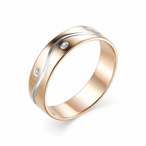 Ювелирная фабрика «Алькор» Обручальное кольцо из красного золота с бриллиантом