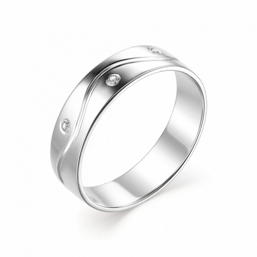 Ювелирная фабрика «Алькор» Обручальное кольцо с бриллиантом из белого золота
