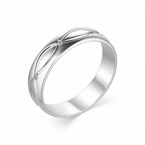 Ювелирная фабрика «Алькор» Обручальное кольцо с бриллиантом из белого золота