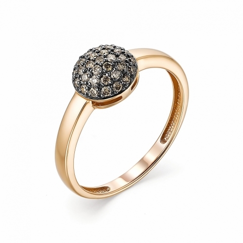 Женское кольцо из красного золота с коньячным бриллиантом