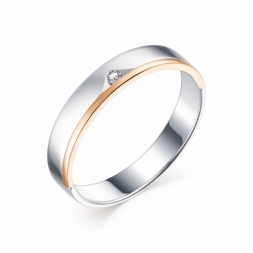 Ювелирная фабрика «Алькор» Обручальное кольцо из красного золота бриллиантом