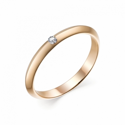 Обручальное кольцо из красного золота бриллиантом