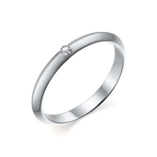 Ювелирная фабрика «Алькор» Обручальное кольцо из белого золота с бриллиантом