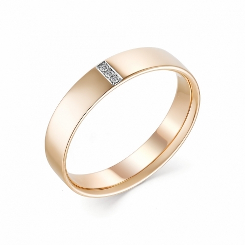 Ювелирная фабрика «Алькор» Золотое обручальное кольцо с черным бриллиантом