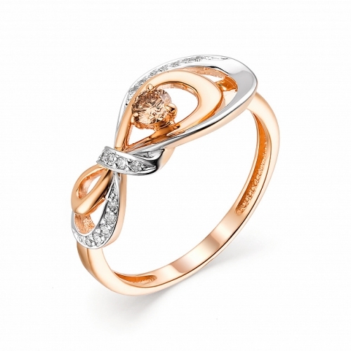 Ювелирная фабрика «Алькор» Женское кольцо из красного золота с бриллиантом