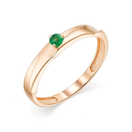 Ювелирная фабрика «Алькор» Женское кольцо из красного золота с изумрудом