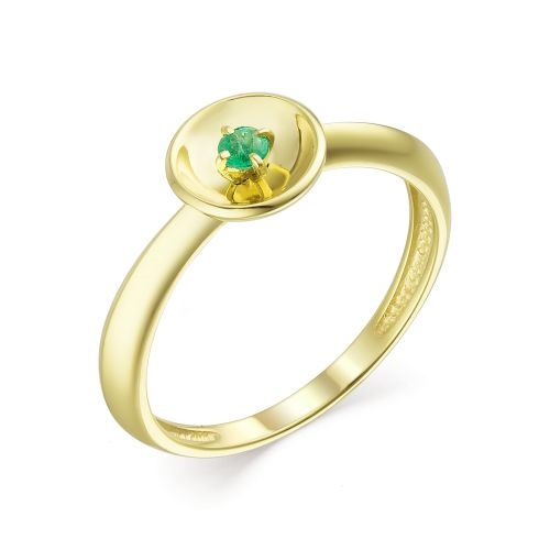 Ювелирная фабрика «Алькор» Женское кольцо из желтого золота с изумрудом