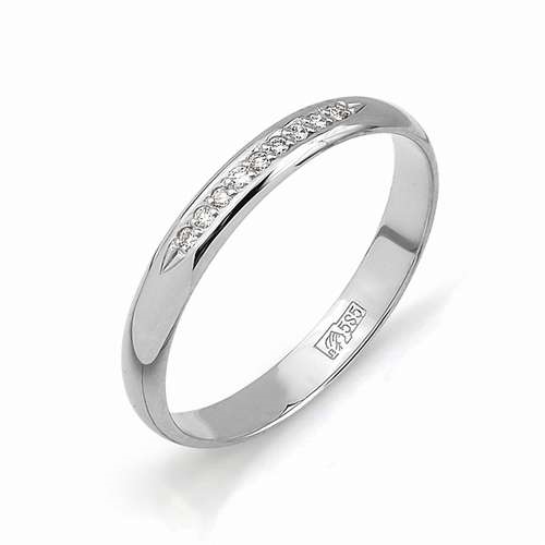 Ювелирная фабрика «Алькор» Обручальное кольцо из белого золота с бриллиантами