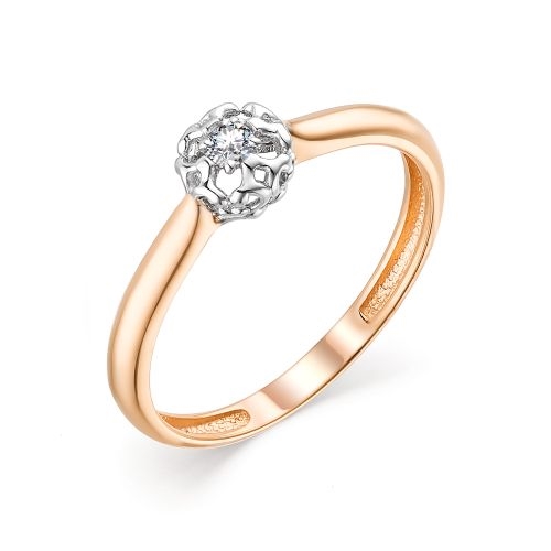 Ювелирная фабрика «Алькор» Женское кольцо из красного золота с бриллиантом