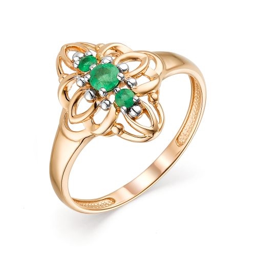 Женское кольцо из красного золота с изумрудом