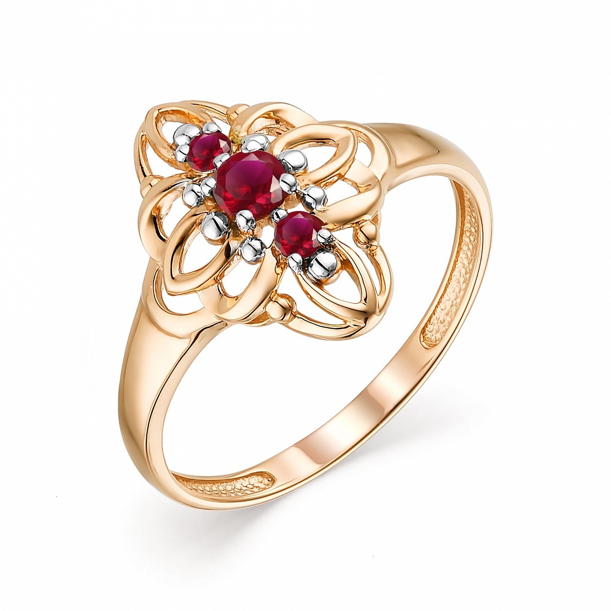 Женское кольцо из красного золота с рубином