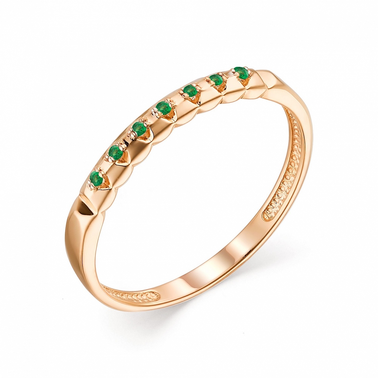 Ювелирная фабрика «Алькор» Женское кольцо из красного золота с изумрудом