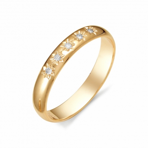 Россия Обручальное кольцо из красного золота с бриллиантом