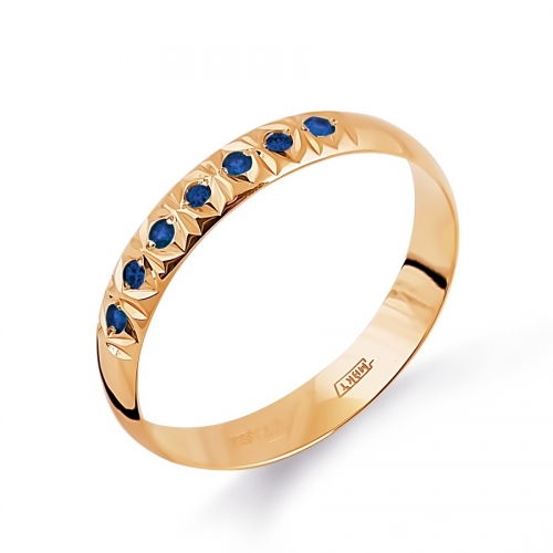 Ювелирный завод Топаз Золотое кольцо обручальное с сапфирами