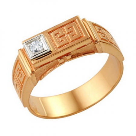 Т-12923 мужское золотое кольцо с бриллиантами