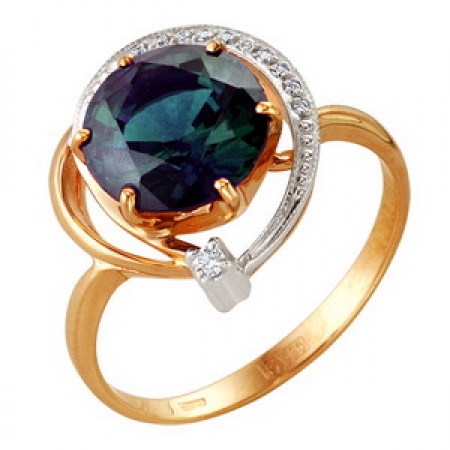 Т-13455 золотое кольцо с александритом и бриллиантами