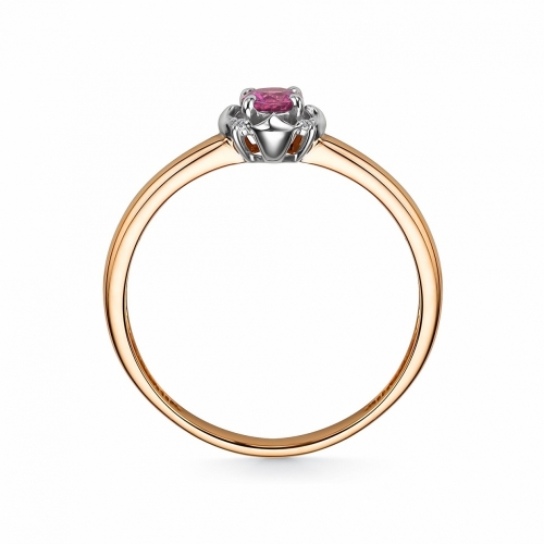 Кольцо из красного золота с рубином и бриллиантами