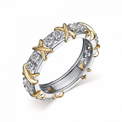 Ювелирная фабрика «Алькор» Кольцо из комбинированного золота с бриллиантом