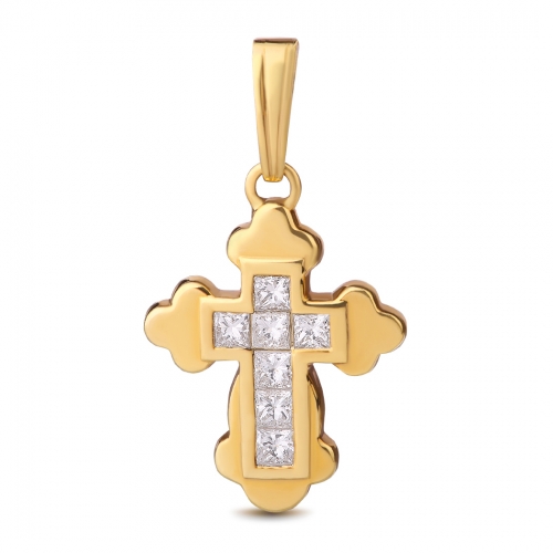 Подвеска-крест из жёлтого золота с бриллиантами