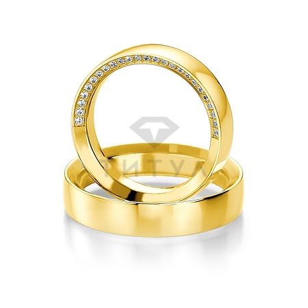 Т-28740 золотые парные обручальные кольца (ширина 5 мм.) (цена за пару)