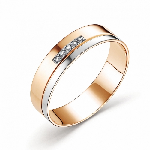 Обручальное кольцо из красного и белого золота с бриллиантами