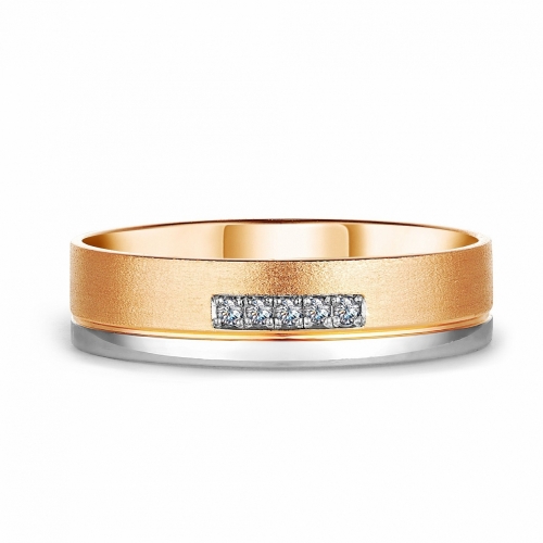 Обручальное кольцо из красного и белого золота с бриллиантами