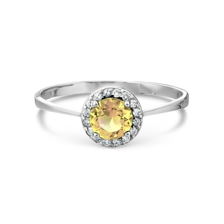 Т301014119 кольцо из белого золота с цитрином, бриллиантами