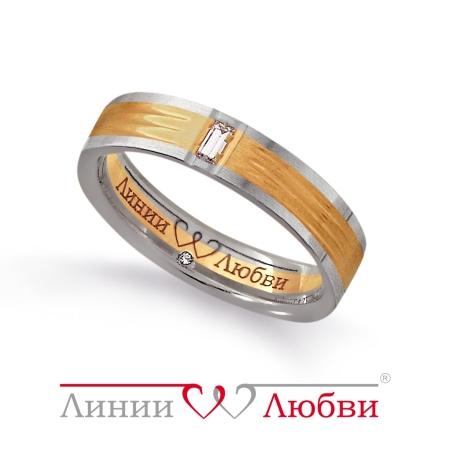 Л23121150 кольцо обручальное из комбинированного золота с бриллиантами