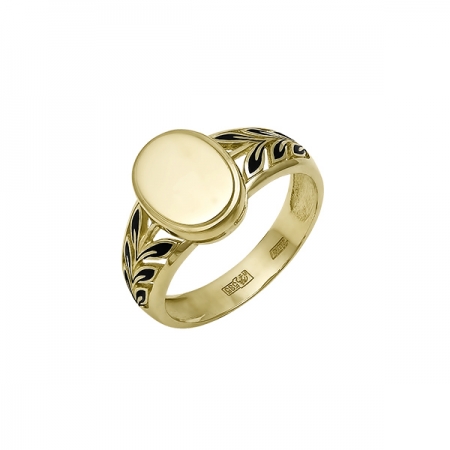 Кольцо из жёлтого золота 585 пробы с эмалью 